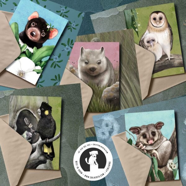 Tasmanian Baby Wildlife greeting cards | Best in Show | illustrated by Cal Heath | Tasmanian Wildlife Art