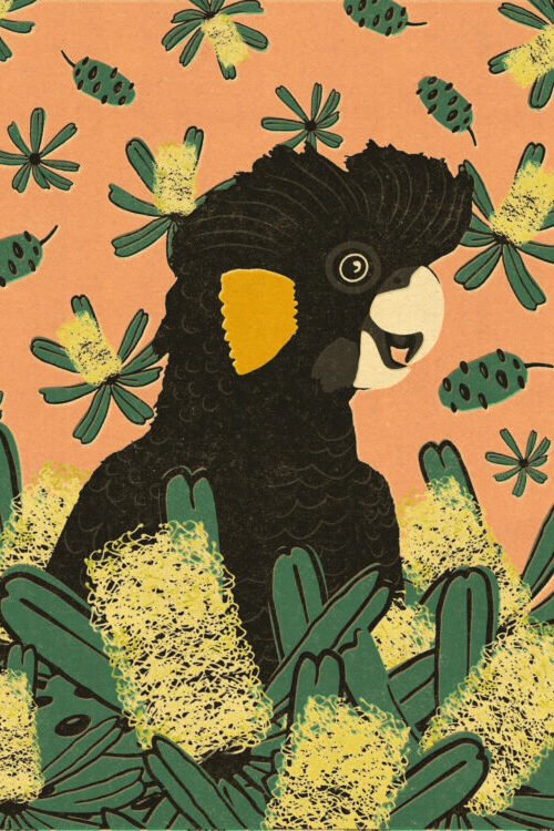 Black Cockatoo Greeting Card | Best in Show | Vintage Style | Illustration | Cal Heath