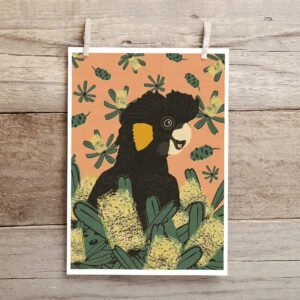 Vintage Black Cockatoo Art Print | Best in Show | Illustration | Cal Heath