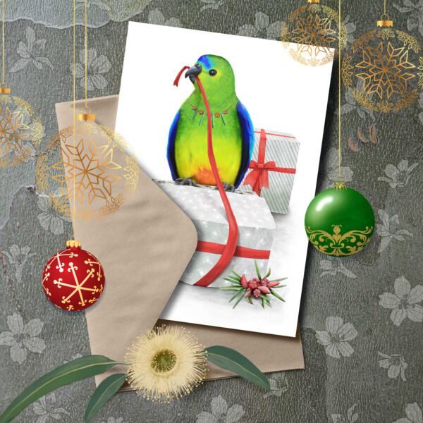 Christmas Card | Tasmanian Wildlife Christmas | Best in Show | Orange-bellied Parrot