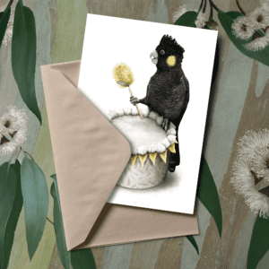 Black Cockatoo Greeting Card | Best in Show | Cal Heath | Illustration | Tasmanian Bird | Tasmanian Wildlife