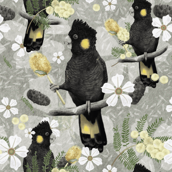 Black Cockatoo Wrapping Paper | Illustrated by Cal Heath | Gift Wrap