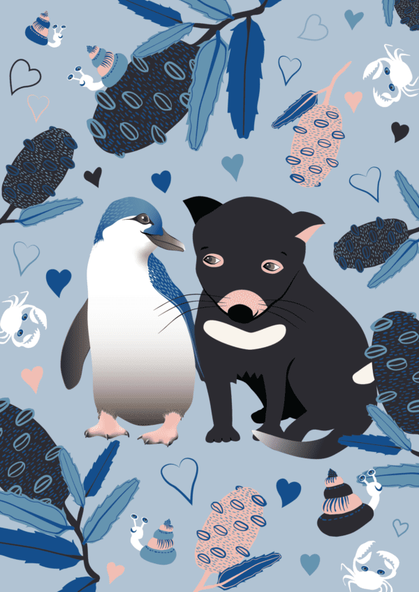 penguin and devil greeting card | illustrated by Cal Heath | Best in Show