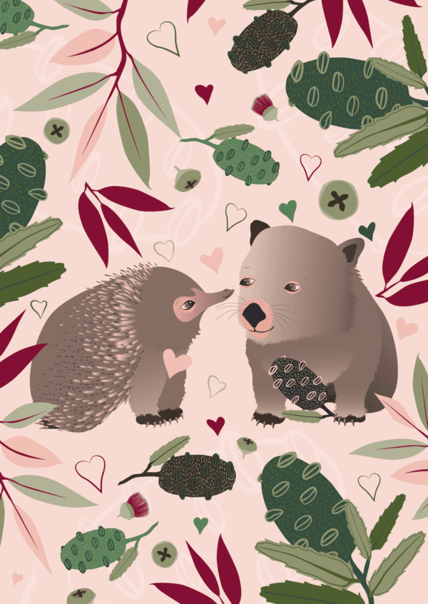 Wombat and Echidna greeting card | illustrated by Cal Heath | Best in Show