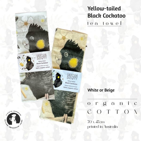 Yellow-tailed Black Cockatoo Tea-towel - Image 8