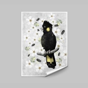 Yellow-tailed Black Cockatoo sticker | illustration by Cal Heath | Best in Show