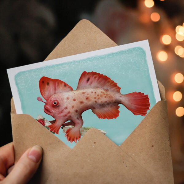 Red Handfish Greeting Card | Red Handfish Illustration | Best in Show | by Cal Heath