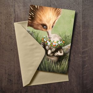 Echidna & Puggle Greeting Card | Echidna illustration | illustration by Cal Heath | Best in Show