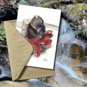 Tasmanian Wildlife Christmas card | Platypus Puggle Christmas Card | Illustrated by Cal Heath | Best in Show